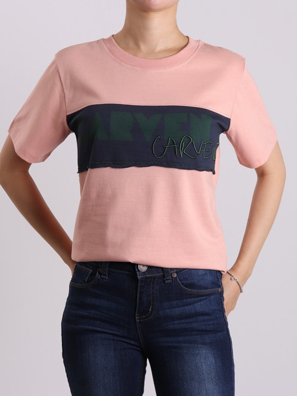 NWT -  Carven Logo Crewneck T-shirt - Pink🩷